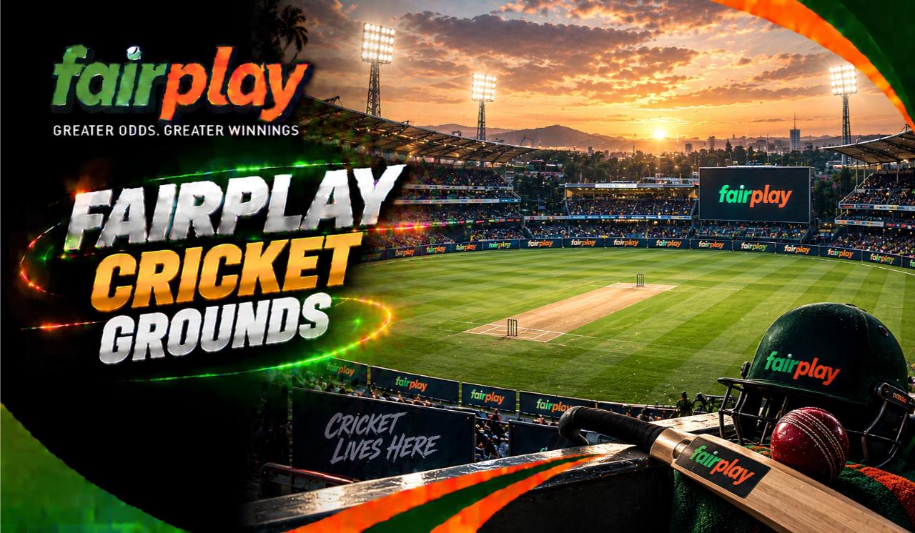 Fairplay Cricket Grounds: floodlit cricket stadium filling up before an evening T20 match in India